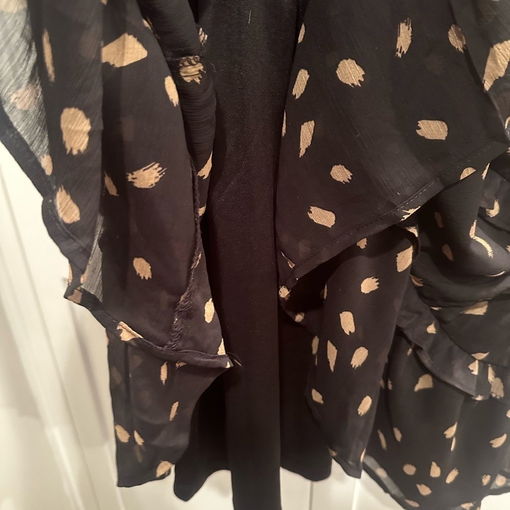 Blu Pepper Ruffles & Gold Print V NeckMini Dress Party Event Festival Sz L - Picture 4 of 5